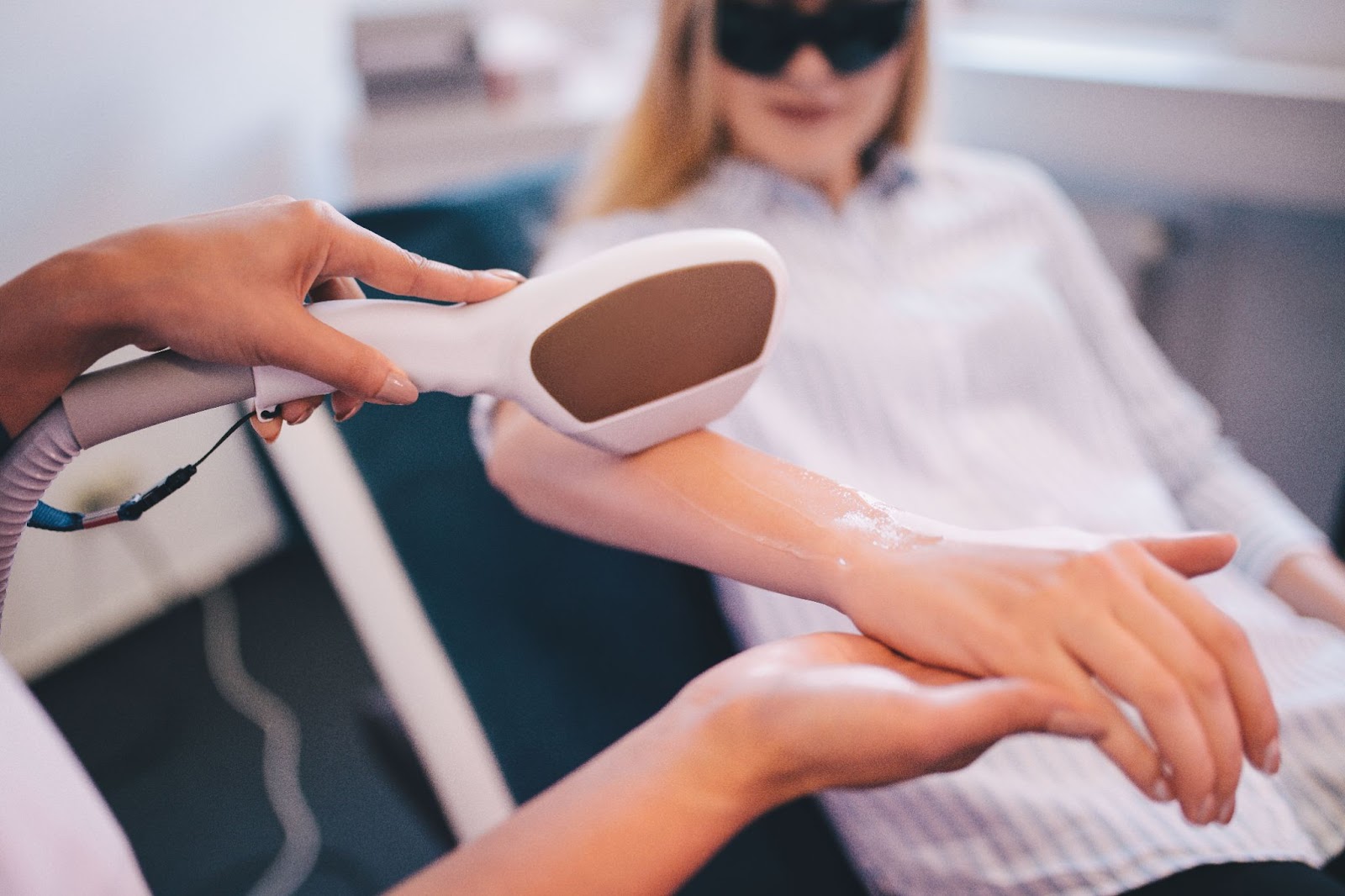 closeup of laser hair removal on arm