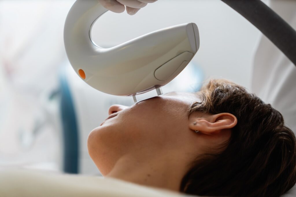 Closeup of woman receiving ipl treatment